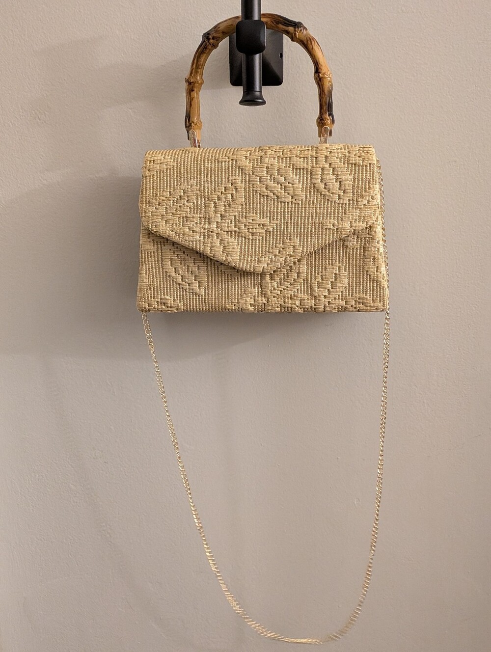 Woven Straw Top-Handle Crossbody Bag